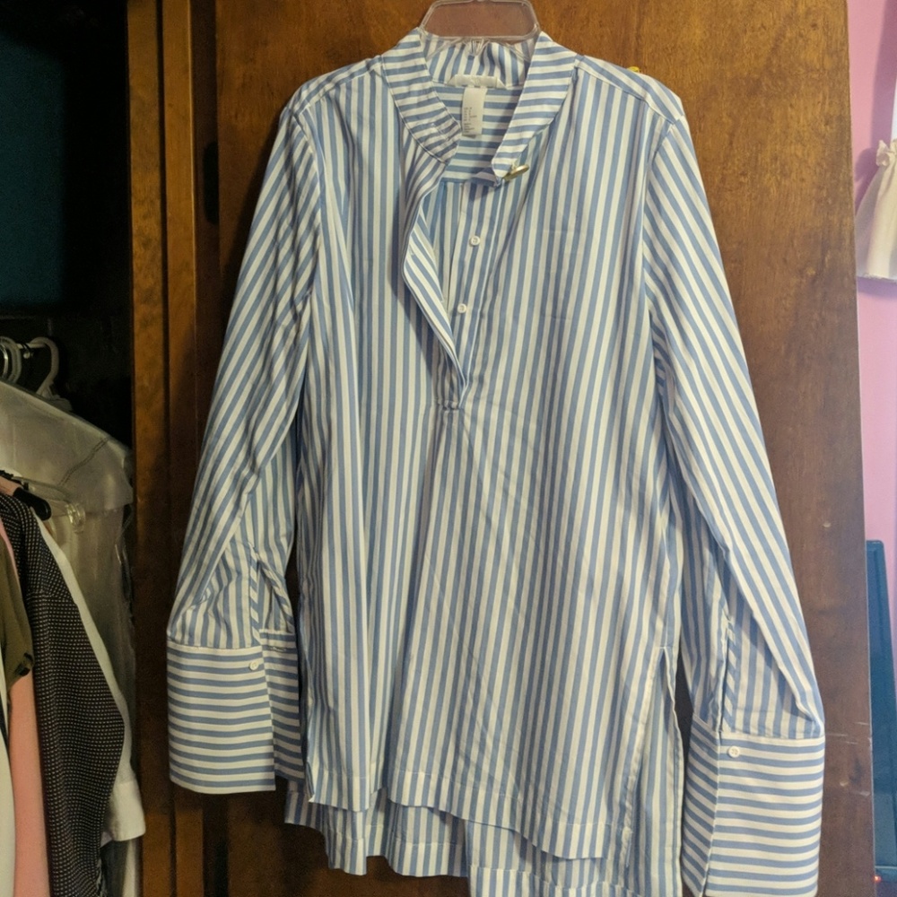 Blue and white striped shirt